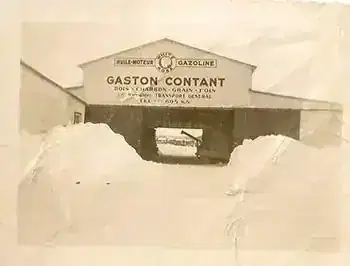 La toute première bannière Gaston Contant : bois, charbon, grain, foin et transport général