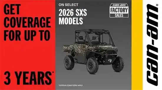 Get coverage for up to 3 years on select 2026 SXS models