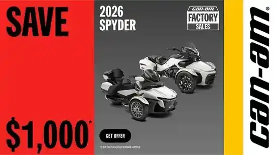 Save $1,000 on select 2026 Spyder