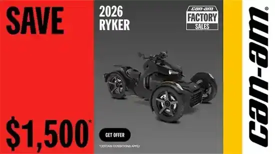 Save $1,500 on select 2026 Ryker