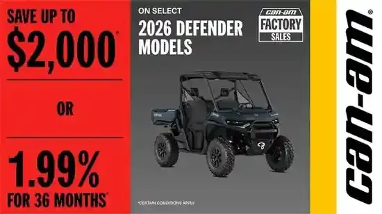 Save up to $2,000 OR 1.99% for 36 months  on select 2026 Defender models