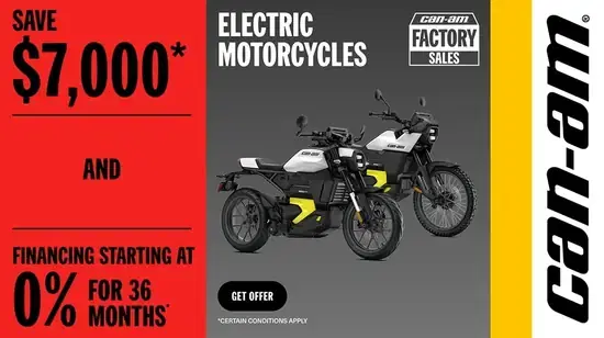 Save $7,000 and financing starting at 0% for 36 months on all MY25 electric motorcycles