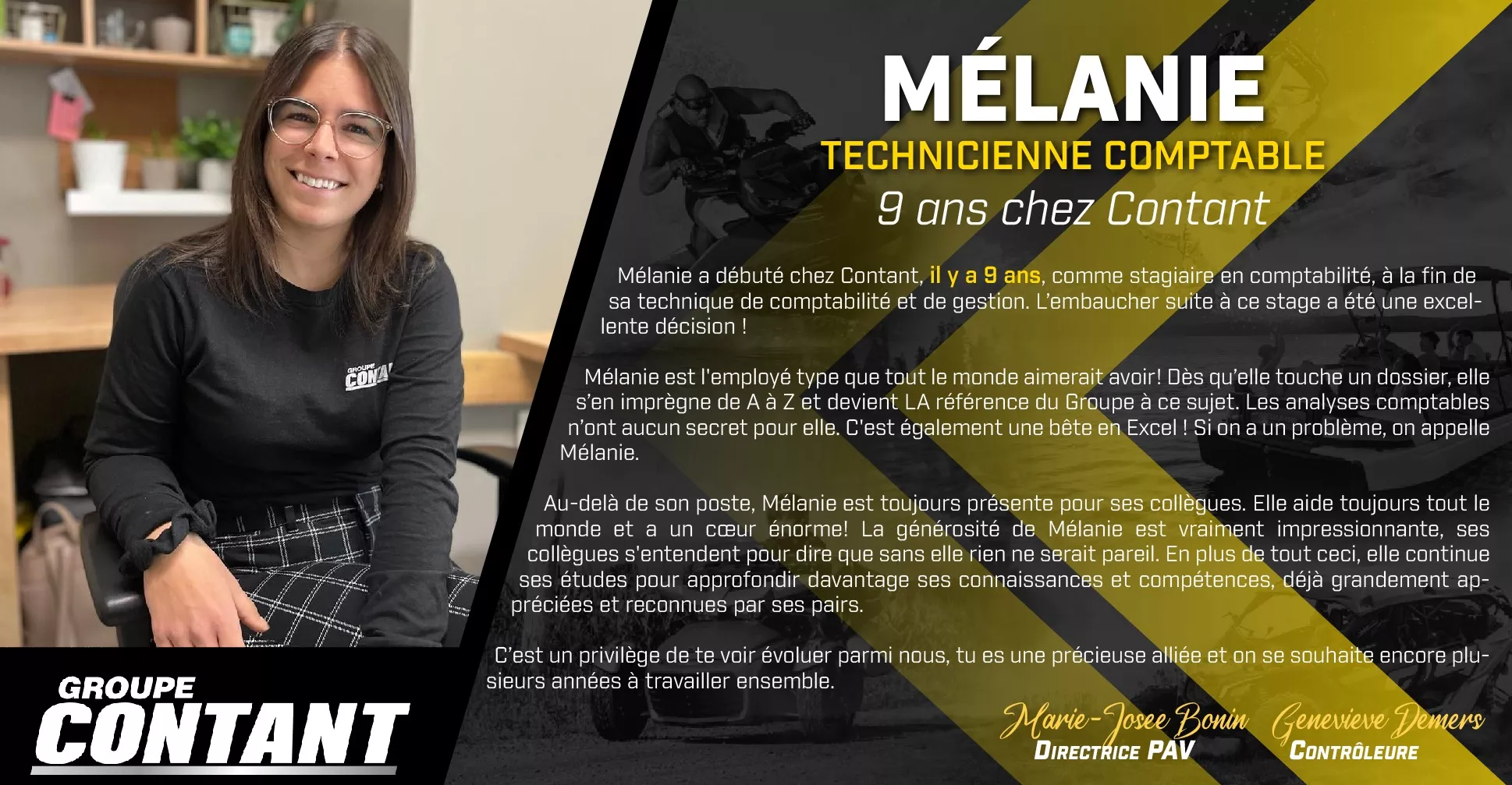 9 ans chez Contant pour Mélanie!