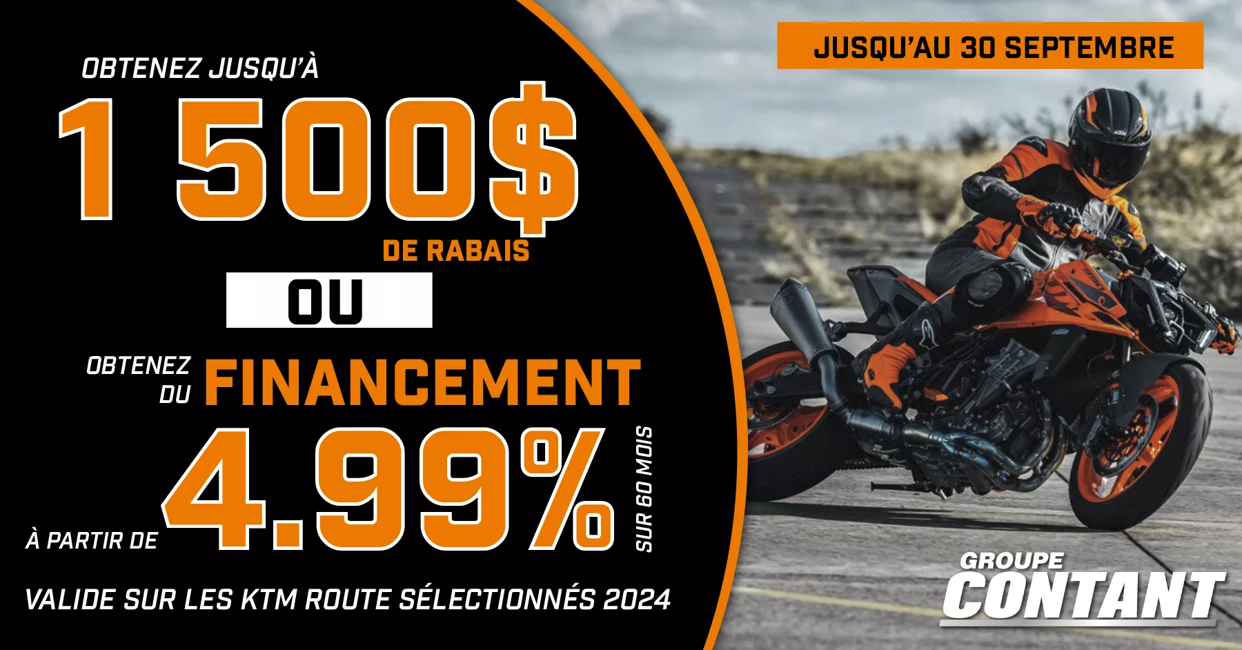 Promotion KTM route 2024 fin 30 septembre 