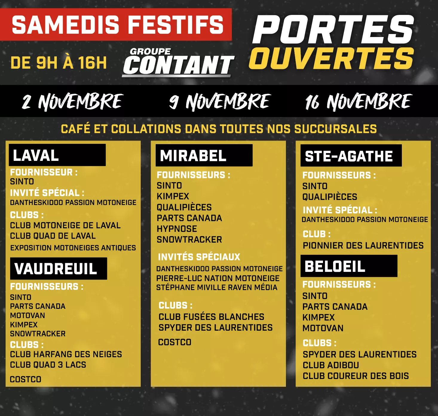 Horaire samedis festifs portes ouvertes 