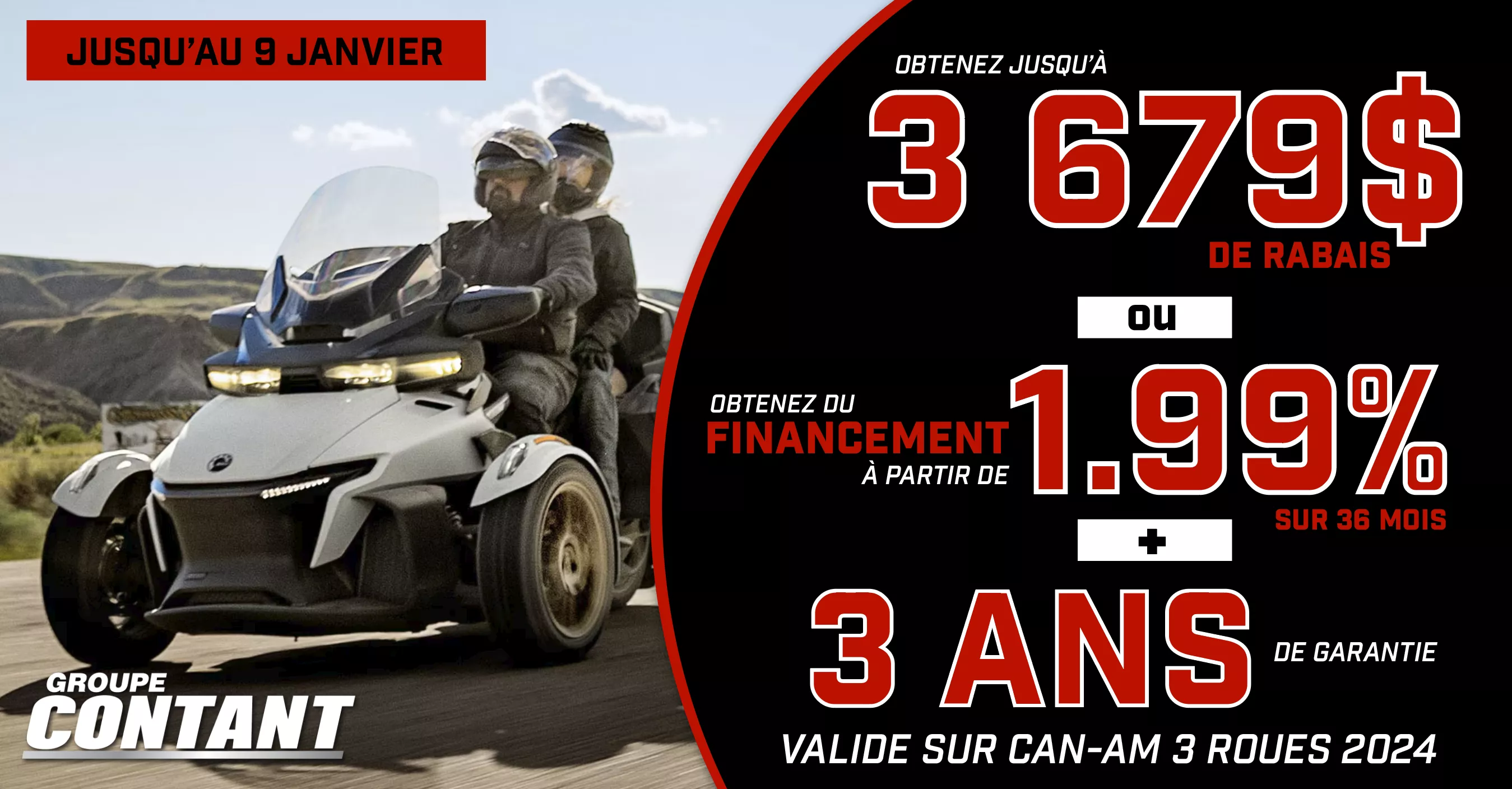 Promotion Can-Am 3 roues 2024 fin 9 janvier